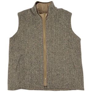 Men's Tan Herringbone Zip-Front Vest